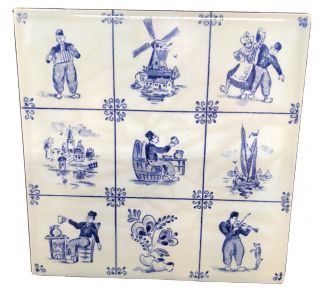 Royal Sphinx Maastricht Holland Delft Ceramic Tile Blue And White