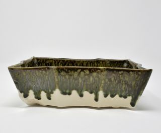 Upco Planter 503 Ungemach Pottery Green Drip Glaze Vtg Mid - Century Rectangular