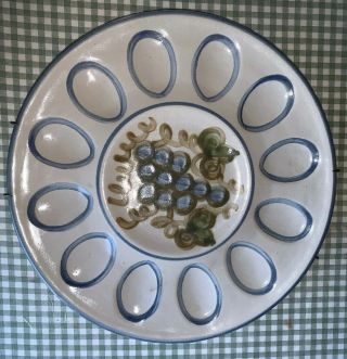 Louisville Stoneware John B.  Taylor Grapes 13 1/2 Deviled Egg Plate Tray Platter
