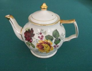 Sadler England Roses Teapot Gold Trim Marked 3439