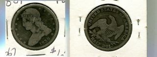 1839 P Capped Bust Silver Half Dollar Vg Scr 6067n