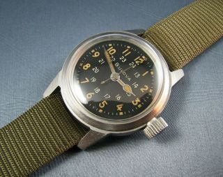Vintage Bulova Mil - W - 3818a Hack Us Military Pilots Mens Watch Vietnam 1965