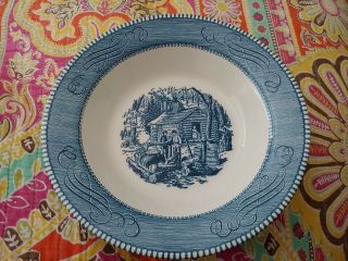 Royal China Currier And Ives Maple Sugaring 9” Blue White Bowl