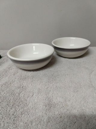 2 Buffalo China Restaurant Ware Gray Airbrush Stripe 5.  5 " Bowls Made In Usa