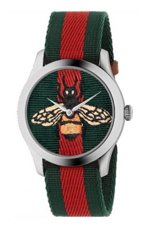 Gucci Le Marché Des Merveilles Green And Red Web Nylon 38mm Watch Ya1264060