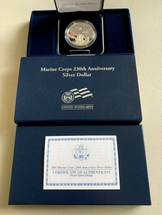 2005 Marine Corps 230th Anniversary Silver Proof Dollar Coin /