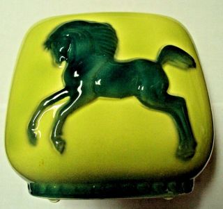 Vintage Royal Copley Pottery Planter Horse Fawn Lime Green Yellow Blue Ceramic
