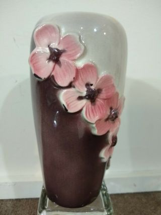 Vintage Royal Copley Dogwood Flower Ceramic Vase Pink Cream & Brown/gray