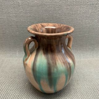 CC Cole Double Handle Jug or Vase Multi Color Drip Turquoise Glaze 4 Inches Tall 2