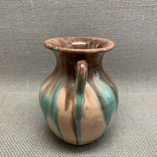 CC Cole Double Handle Jug or Vase Multi Color Drip Turquoise Glaze 4 Inches Tall 3