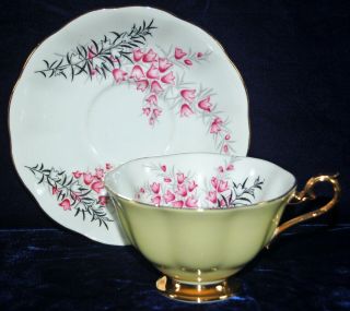 Vintage Royal Albert Tea Cup/saucer - Yellow - Pink,  Gray - Gold Trim