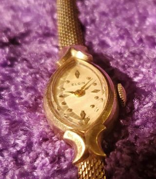 Vintage 14kt Solid Gold Ladies Watch And Band Elgin Non