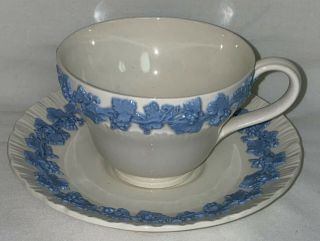 Wedgwood Queensware Lavender Blue On Cream Cup & Saucer