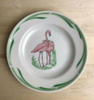 Mayer China Restaurant Ware Pink & Green Flamingo Bread 6 " Plate Usa
