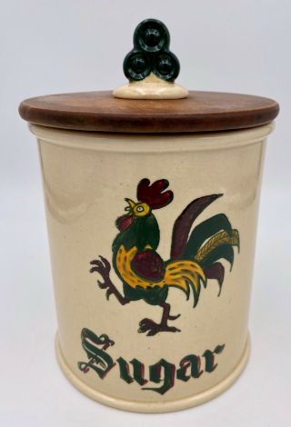 Vintage Metlox Poppytrail Rooster Sugar Canister California Provincial 9 "