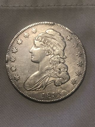 1834 Bust Half Dollar Raw Mid - Grade Coin Up For A 1day,  Note A The Rim