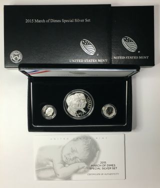 2015 March Of Dimes Special Silver Set W Box & - 2015 - P Reverse Proof Dime