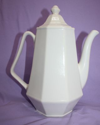 Vintage White Glaze Ceramic Coffee Tea Pot Includes Lid 10 1/4 " Tall X 8 " Wide