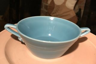 Homer Laughlin Harlequin Handle Cream Soup Bowl Turquoise