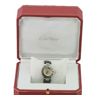 Cartier Ladies Watch Must De Cartier 21 Ref.  1330 18k Gold Plated Leather Band