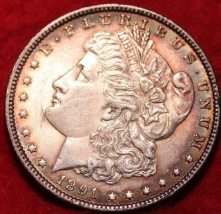 Uncirculated 1891 Philadelphia Silver Morgan Dollar Toned