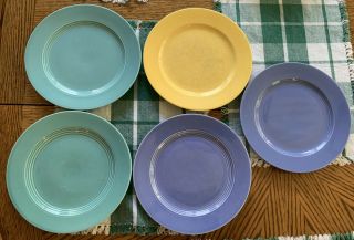 5 Homer Laughlin Harlequin 9” Dinner Plates Vintage