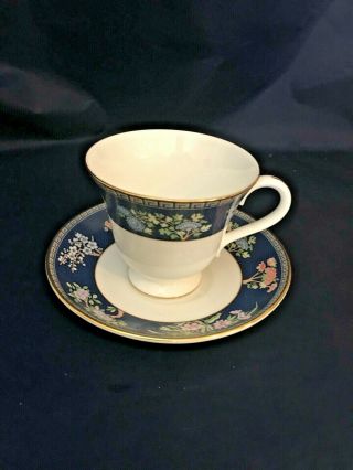 Wedgwood,  England Footed Cup And Saucer - " Blue Siam "