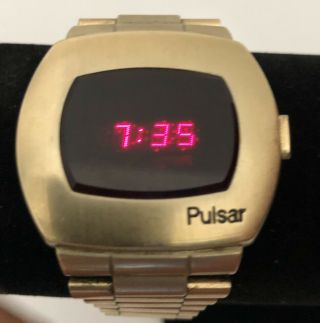 Pulsar Ii (2970) 14k Gold Filled,  Red Led Watch,  Complete For Parts/restoration