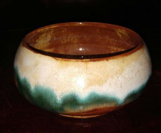 Vtg 1950s Mid - Century Modern California Pottery Studio Bowl Signed Tri - Color 6”