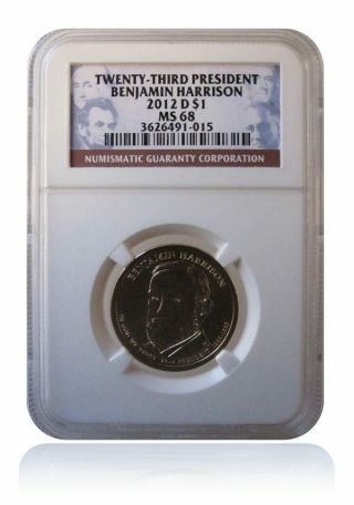 Ngc Ms68 2012 - D Benjamin Harrison Presidential Dollar Gem Uncirculated