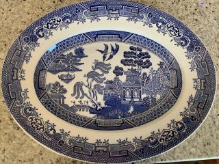 Wood And Sons “blue Willow” Platter Made In England -