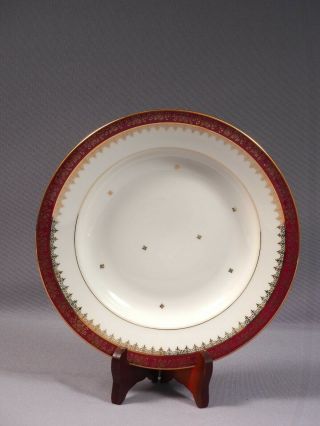 Limoges Fresh From France Rimmed Soup Plate Bowl Red Gold Stars