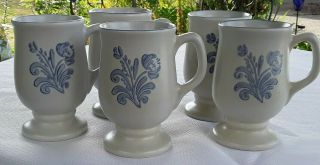 Vtg Pfaltzgraff Yorktowne Set Of 5 Pedestal Footed Coffee Mugs Euc