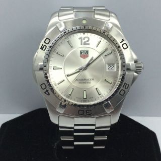 Tag Heuer Silver Aquaracer Men’s Stainless Steel Waf1112 W All Links,  Box,  Books