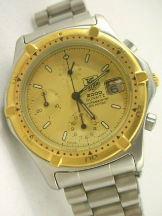 Tag Heuer 2000,  Chronograph,  Professional 200m 18k Plated Gold,  Serviced&polihed