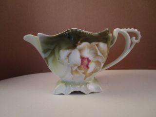 Vintage Rs Germany White Flower Footed Creamer