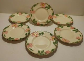 Set Of 6 Vintage Franciscan Desert Rose Bread Plates 6 1/4 " Usa Made California