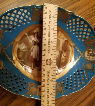 Royal Vienna Oval Serving Bowl with Lattice Maiden and Man with Dog 3