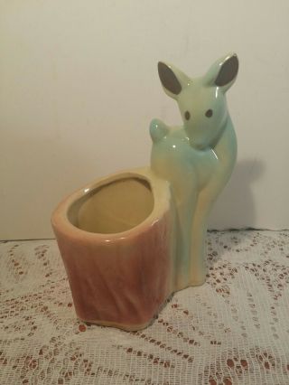Vintage Planter Shawnee Usa Pottery Figural Pink & Blue,  Deer 535 Mid Century