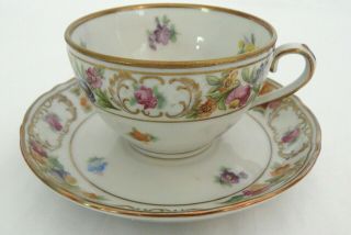 Vintage Schumann Empress Dresden Flowers Demitasse Cup & Saucer 1 - 5/8 "