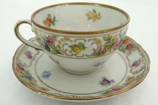 Vintage Schumann Empress Dresden Flowers Demitasse Cup & Saucer 1 - 5/8 