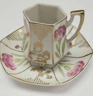 Vintage Made In Japan Demitasse Cup & Saucer Thames 425b Rose & Gold