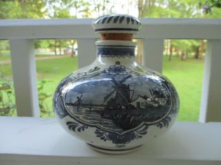 Bols Delft Blue Made In Holland Hand Painted Ceramic Jug With Cork Stopper
