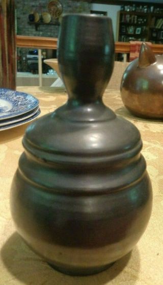 Vtg Black Art Pottery Hand Crafted Vase 5 3/4 " H Lithuanian?