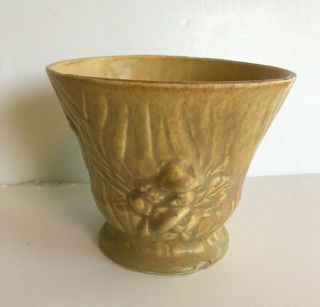 Vintage Brush Mccoy Pottery Woodland Flower Pot Tan