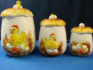 3 Sears Roebuck & Co 1978 Japan Chicken Little Cookie Ar Chicks & Eggs In Nest