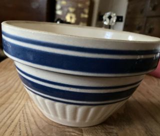 Vintage Yellow Ware Stoneware Pottery 6” Mixing Bowl