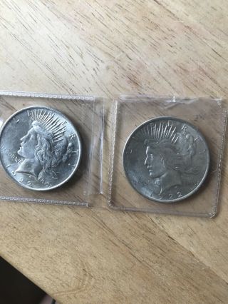 2 Peace Silver Dollars 1922 - Really Coins