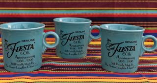Fiesta Coffee Cup’s 60th Anniversary Turquoise Set Of Three.
