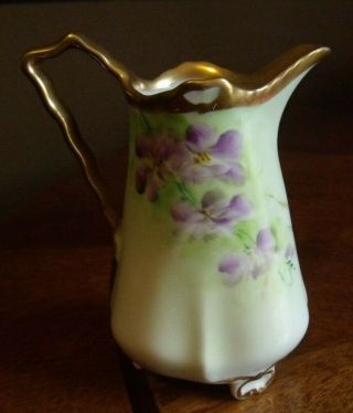 Richard Ginori Footed Creamer Roses With Gold Signed